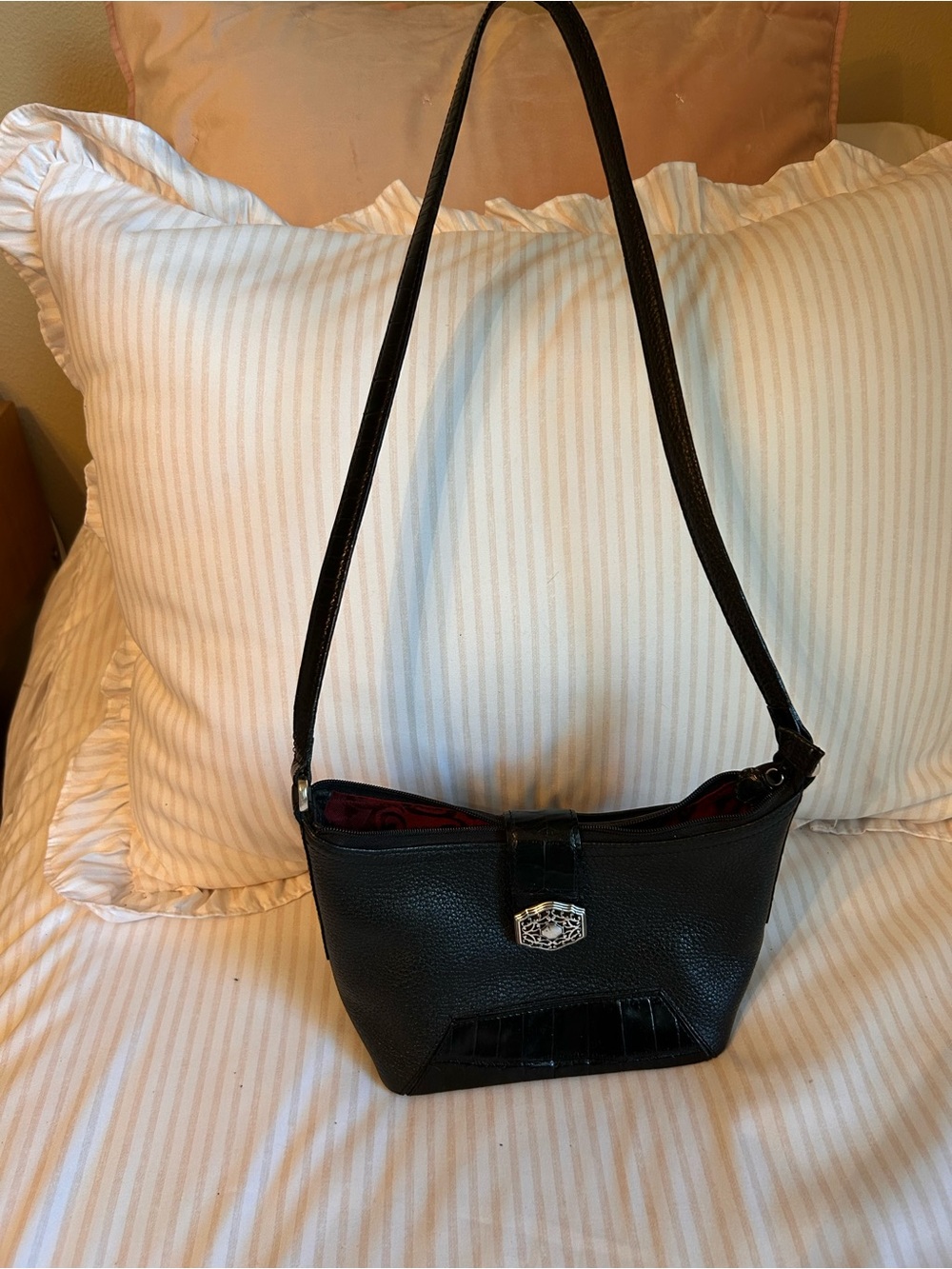 Brighton Classic Black Leather Shoulder Bag